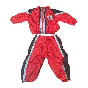 RARE VTG 1990's Disney Babies Tracksuit Nylon Lined Red Black Mickey Get Air 12M